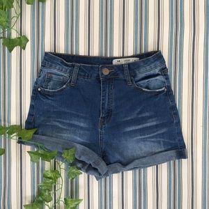 High Waisted Cuffed Denim Shorts